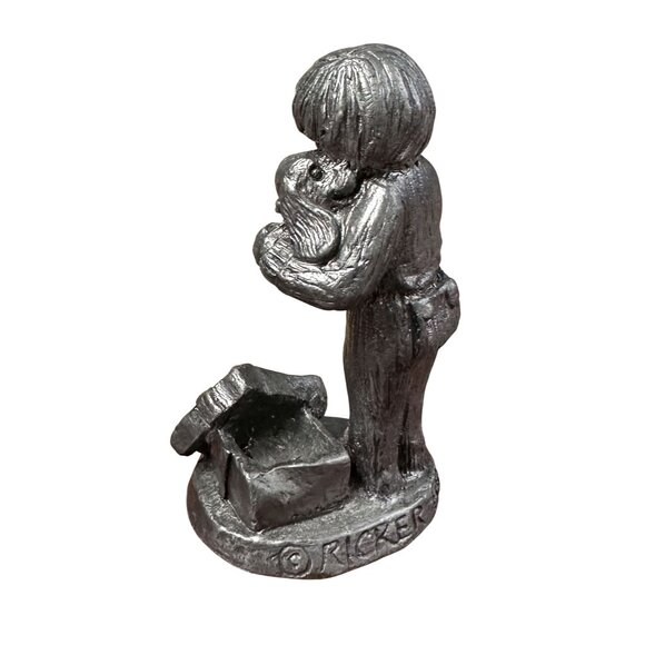 Vintage Pewter Figurine Puppy Love Michael A Ricker Special Edition 1998 - Picture 3 of 6